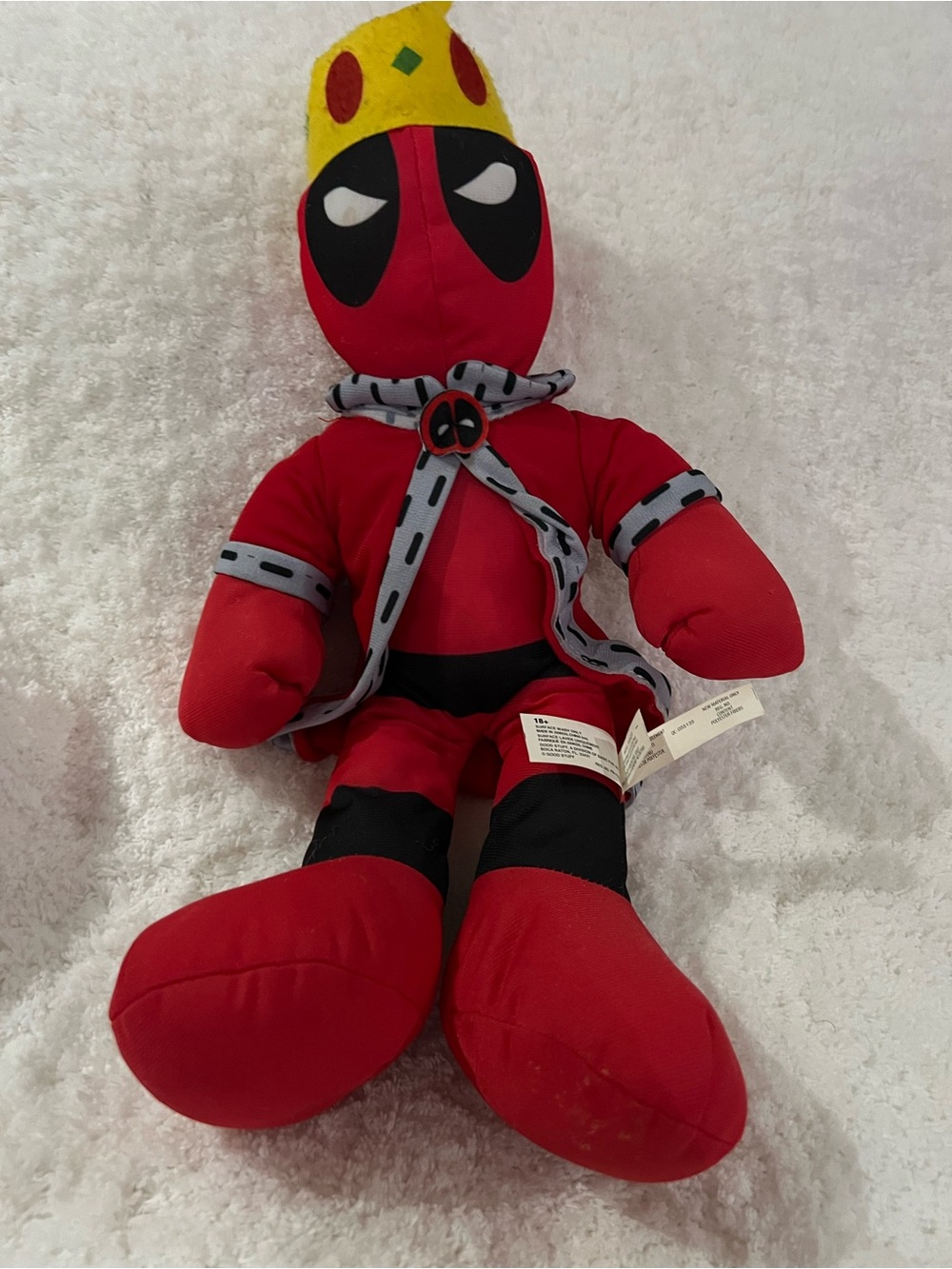 Marvel Red and Black Deadpool Plush with Yellow Crown